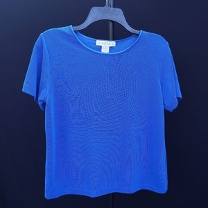 Ribbed/Textured Shiny Blue Top - M